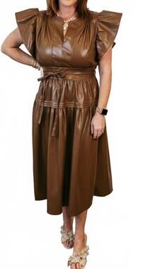 NEW SINCERELY OURS faux leather midi dress in camel